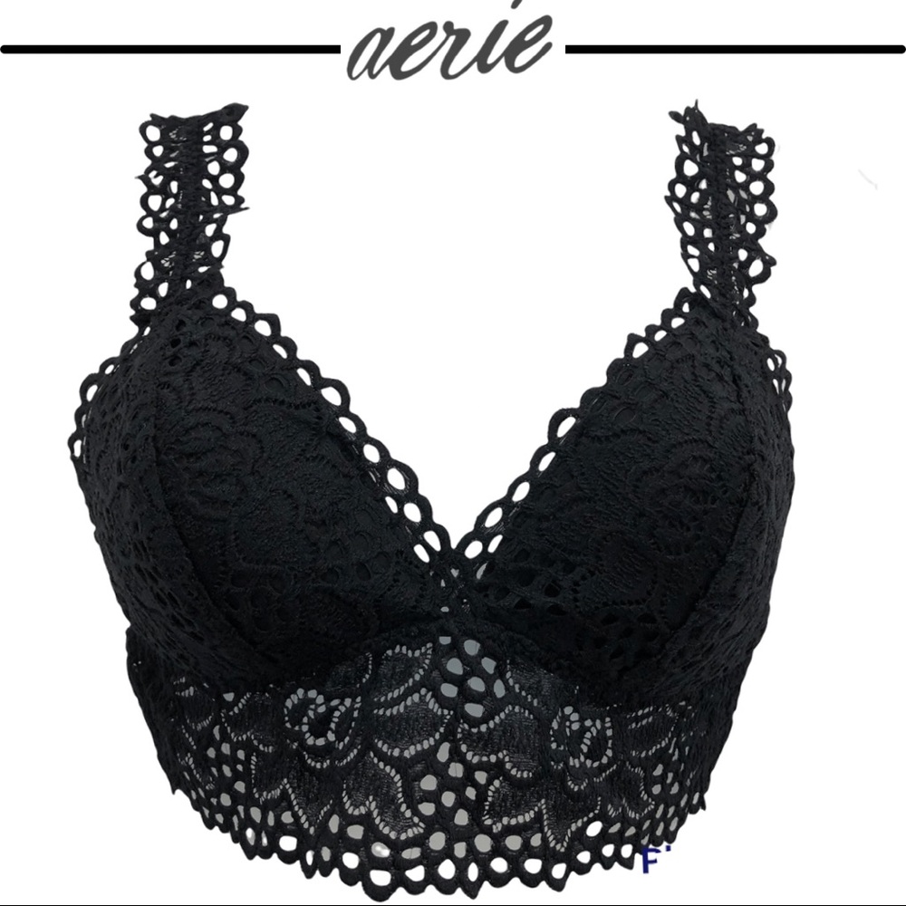 NWOT aerie Lace Bralette Pullover Style Pretty Straps Half Adjustable Me…